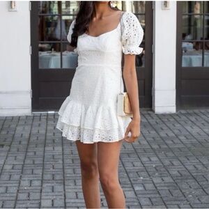 Astr White Eyelet Mini Dress